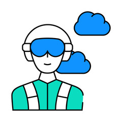 paratrooper worker line icon vector. paratrooper worker sign. isolated symbol illustration