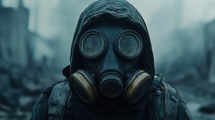 Post-Apocalyptic Survivor in Gas Mask