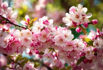 close showcase vibrant spring blossoms rich petals lush greenery highlighting beauty, artistic, botanical, bright, capture, colors, delicate, diversity