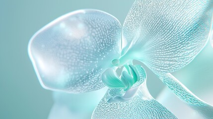 Fototapeta premium Exquisite Teal Orchid with Feather-Like Petals - Ultra-Detailed Macro Shot