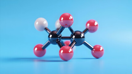 3D Illustration of a Molecule with Red and White Spheres