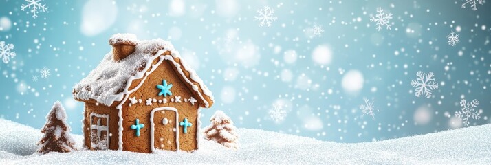 snow covered cookie house