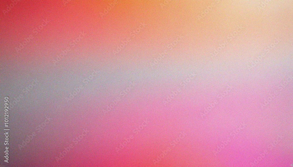 Wall mural grey, pink, orange, red glowing gradient background with grain texture wide banner web landing page 