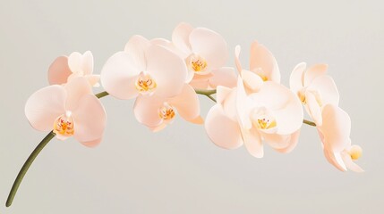 Fototapeta premium Delicate Peach Orchid in Close-Up Macro Shot with Smooth Textures and Gradient - Ultra-Detailed Photorealistic Image