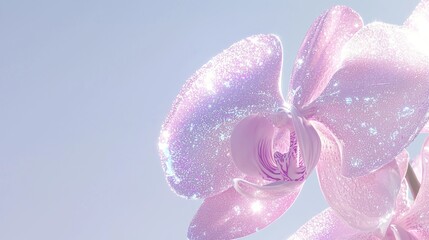 Fototapeta premium Delicate Lilac Orchid with Subtle Sheen - Ultra-Detailed Macro Shot of Soft Petals with Speckles, Photorealistic Beauty in Nature