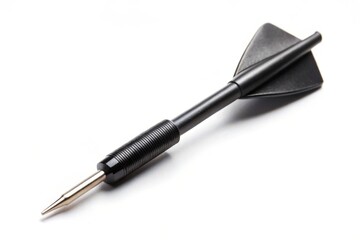 Black metal dart with sharp point and plastic fletching