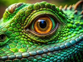 Naklejka premium Enigmatic Green Dragon Eyes Captivating Mystique and Fantasy in Nature's Most Imposing Creatures