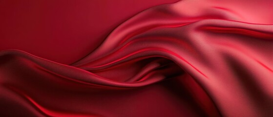 Fototapeta premium A smooth, luxurious red satin fabric flowing gracefully, perfect for backgrounds, fashion, or elegant designs.