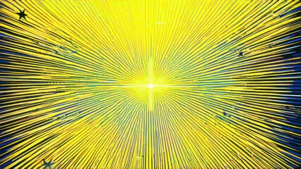 Obraz premium Background with yellow gradient and concentrated lines interspersed with stars