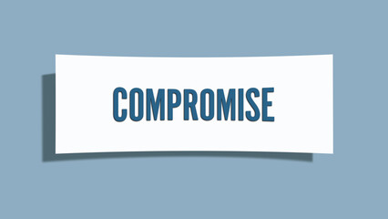 Compromise. A card isolated on blue background.