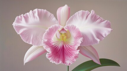 Fototapeta premium Orchid Elegance: Close-Up Macro Shot of Vibrant Multi-Colored Flower with Pink and White Stripes, Symmetry, and Texture Detail