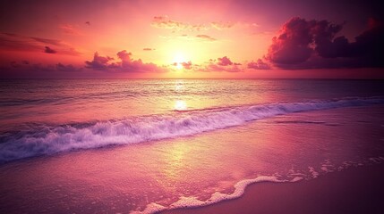 Fototapeta premium Pink Sunset Over the Ocean