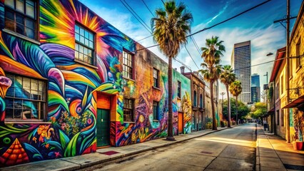 Exploring the Vibrant Urban Alleys of Los Angeles with Colorful Street Art and Unique Architecture