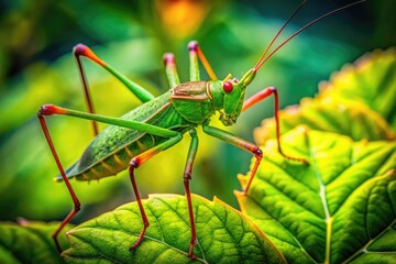 Fototapeta premium Fascinating Australian Stick Bug Camouflaged on Green Leaves in Natural Habitat of Australia