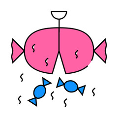 pinata toy with candies line icon vector. pinata toy with candies sign. isolated symbol illustration