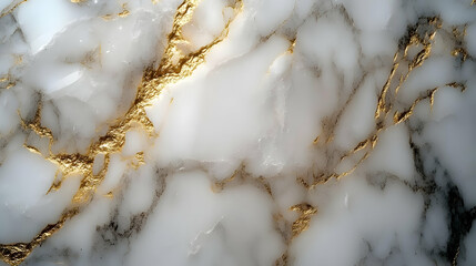 White Marble Background with Golden Veins - Abstract Texture