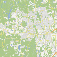 Fototapeta premium Map of Bristol in Connetticut in a normal road map style. Contains layered vector with roads water, parks, etc.