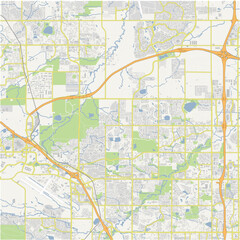 Map of Broomfield in Colorado in a normal road map style. Contains layered vector with roads water, parks, etc.