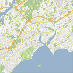 Obraz premium Map of Midford in Connecticut in a normal road map style. Contains layered vector with roads water, parks, etc.