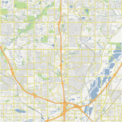 Map of Thornton in Colorado in a normal road map style. Contains layered vector with roads water, parks, etc.