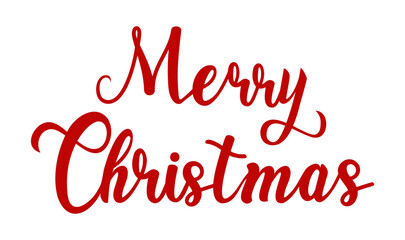 Merry Christmas hand lettering calligraphy isolated on white background. Vector illustration 