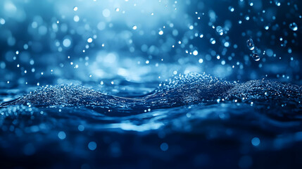 Blue Water Surface with Bokeh Background - Abstract Background