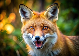 Fototapeta premium Fierce Fox Growling in the Wild with Sharp Teeth and Intense Eyes Captured in Natural Habitat