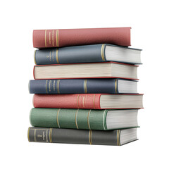A stack of vintage books with colorful covers, isolated on a white background. Ideal for literary and educational themes. isolated on transparent background.