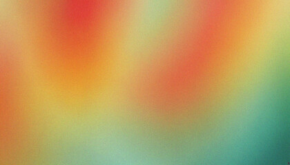 Red, Orange, Cyan, Green Grainy retro summer noise texture pastel colors gradient background wide...