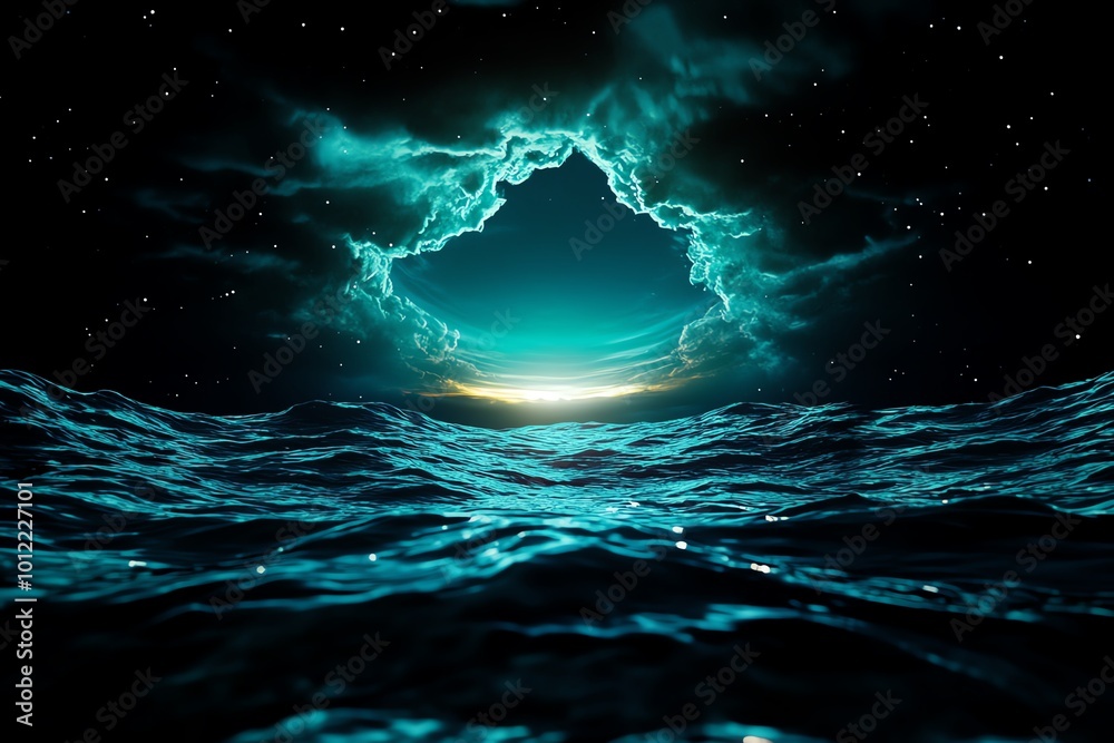 Poster A dark ocean with no horizon in sight, symbolizing the infinite void and uncertainty in a world devoid of purpose