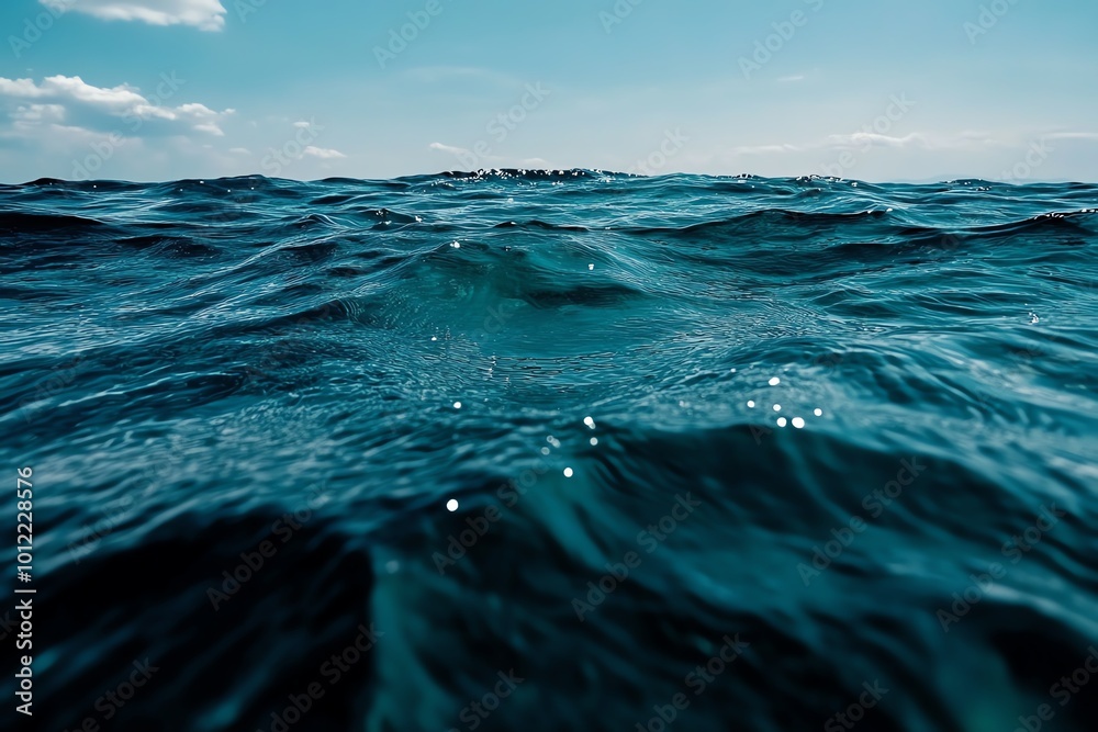 Aufkleber a dark ocean with no horizon in sight, symbolizing the infinite void and uncertainty in a world devo
