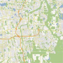 Obraz premium Map of Alafaya in Florida in a normal road map style. Contains layered vector with roads water, parks, etc.