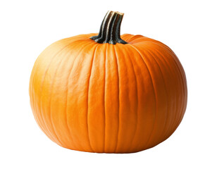 Obraz premium Bright orange pumpkin on a white background, ideal for autumn decorations or cooking