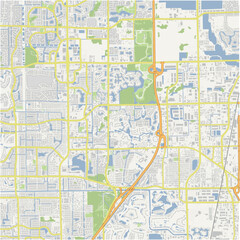 Fototapeta premium Map of Coconut Creek in Florida in a normal road map style. Contains layered vector with roads water, parks, etc.