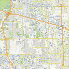 Map of Davie in Florida in a normal road map style. Contains layered vector with roads water, parks, etc.