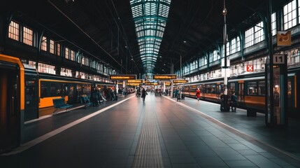 Fototapeta premium Train Station Platform with Passengers