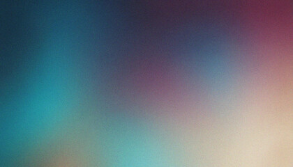 Teal Blue, Rich Plum, Warm Beige Neon colors flow. Smooth grainy texture featuring vibrant grainy gradient waves