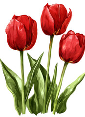 Fototapeta premium Beautiful red tulips arranged elegantly in a simple display against a light background