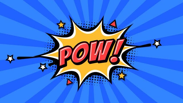 POW! - Text Animation With Pop Art Comic Style, Alpha channel, Transparent background or green background, Video 4K