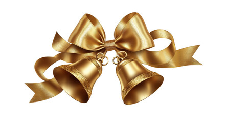 Golden bells and bow decoration for festive celebrations and holiday decorations