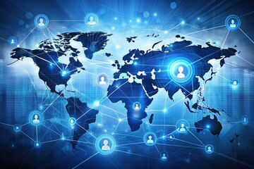 Digital technology, IoT Internet of Things, Global internet network and social media communication for digital marketing and global business. mobile banking via mobile app, wireless technology