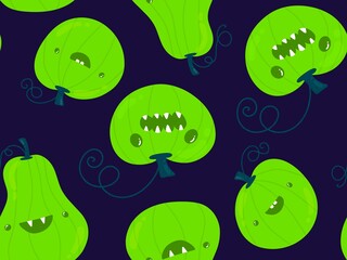 Halloween cute pumpkins seamless monsters pattern for wrapping paper and fabric