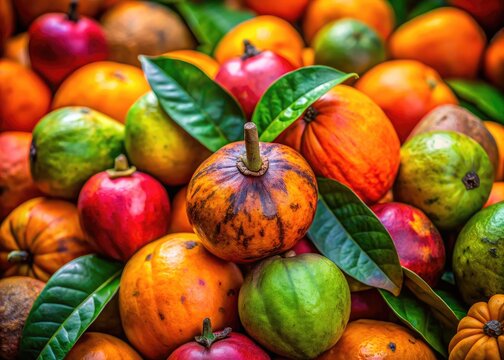 Freshly harvested zapote fruit showcasing vibrant texture and color in a natural setting.