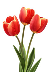 Beautiful red tulips arranged elegantly in a simple display against a light background