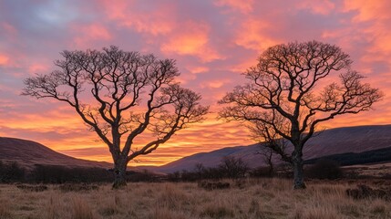 Silhouettes of Trees at Dawn