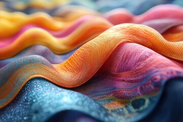 Fototapeta premium A close-up shot of colorful fabric with a wave pattern.
