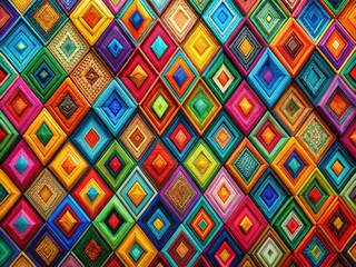 Geometric Shapes Collection: Rhombus and Trapezium Featuring Colorful Patterns and Textures