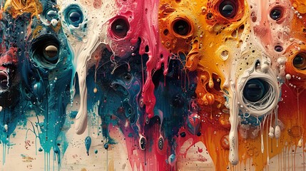 Abstract Psychedelic Art: Dripping Colors and Surreal Forms
