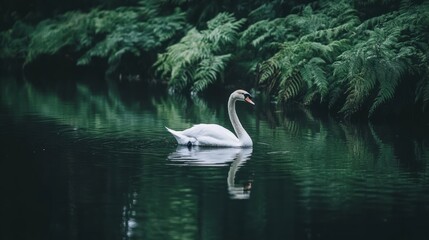 Elegant Swan in Lush Green Setting