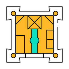 castle plan line icon vector. castle plan sign. isolated symbol illustration